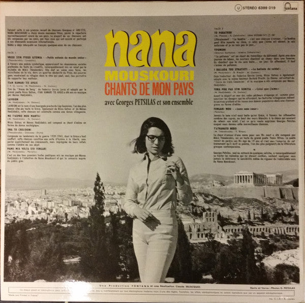 Nana Mouskouri : Chants De Mon Pays (LP, Album)