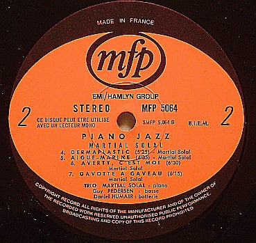 Martial Solal : Piano Jazz (LP, Album)