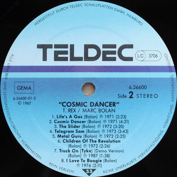 T. Rex / Marc Bolan : Cosmic Dancer (The Greatest Songs) (LP, Comp, Club, RM)