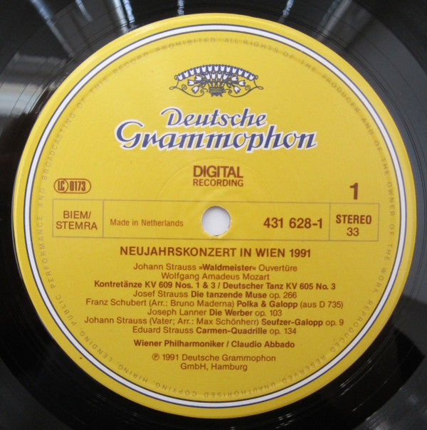 Wiener Philharmoniker, Claudio Abbado : Neujahrskonzert In Wien 1991 - New Year's Concert In Vienna (LP)