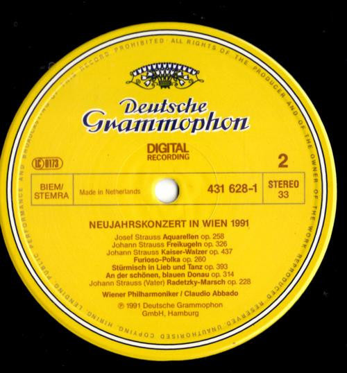 Wiener Philharmoniker, Claudio Abbado : Neujahrskonzert In Wien 1991 - New Year's Concert In Vienna (LP)