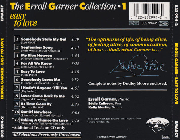 Erroll Garner : The Erroll Garner Collection - Volume 1: Easy To Love (CD, Comp, RM)