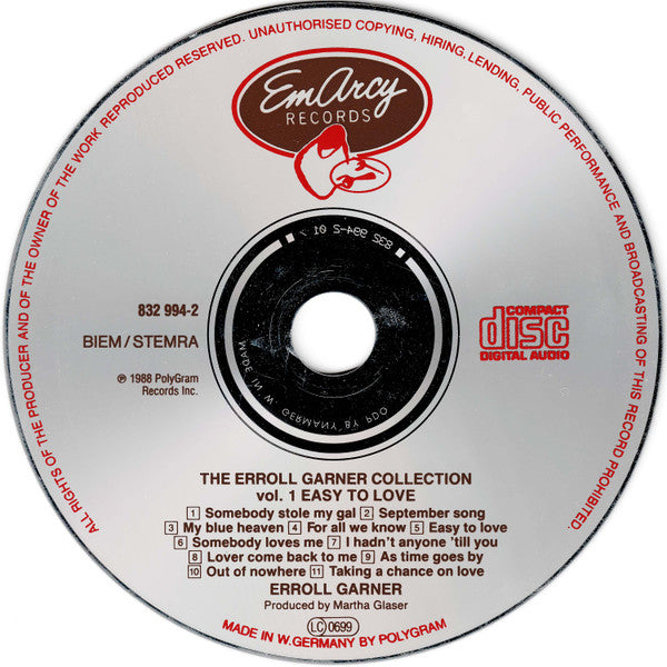 Erroll Garner : The Erroll Garner Collection - Volume 1: Easy To Love (CD, Comp, RM)
