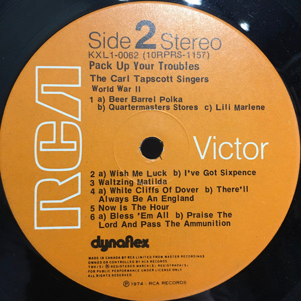 Carl Tapscott Singers : Pack Up Your Troubles (LP, Album)