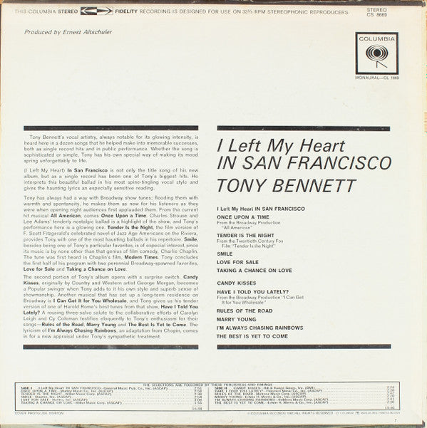 Tony Bennett : I Left My Heart In San Francisco (LP, Album)