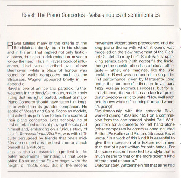 Maurice Ravel, Krystian Zimerman, Pierre Boulez : The Piano Concertos • Valses Nobles Et Sentimentales (CD, PMD)