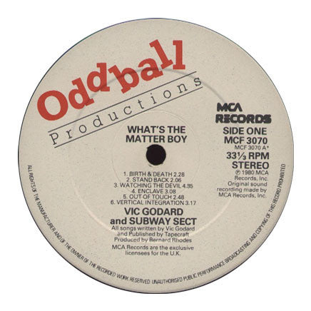 Vic Godard & Subway Sect : What's The Matter Boy? (LP, Album)