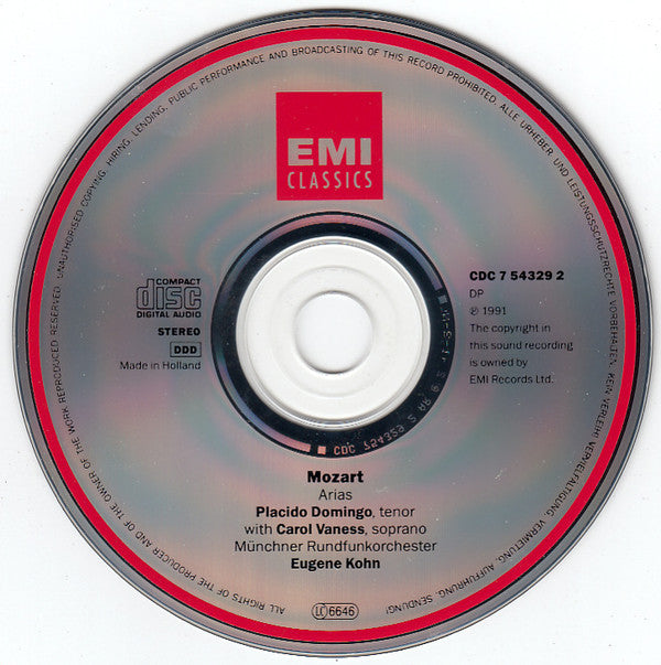 Placido Domingo With Carol Vaness : Mozart Arias = Arien = Airs (CD, Comp)