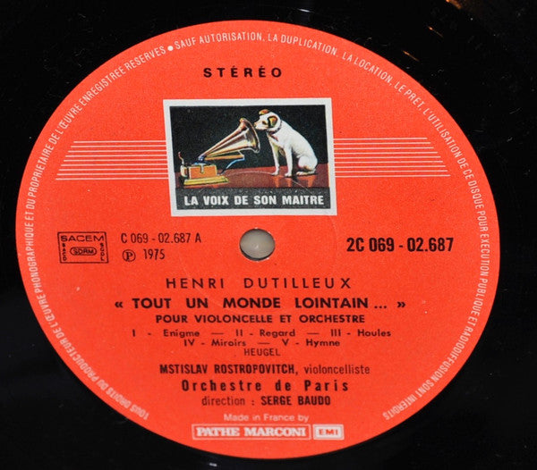 Henri Dutilleux / Witold Lutoslawski - Mstislav Rostropovich, Orchestre De Paris , Direction Serge Baudo / Witold Lutoslawski : Tout Un Monde Lointain / Concerto Pour Violoncelle (LP, Album)