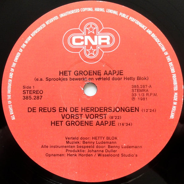 Hetty Blok : Het Groene Aapje En Andere Sprookjes (LP)