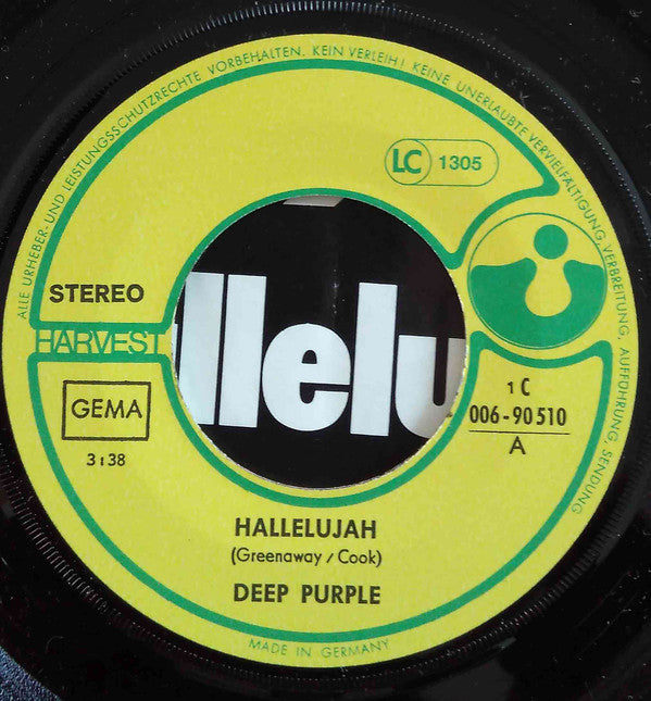 Deep Purple : Hallelujah  (7", RE)