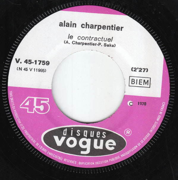 Alain Charpentier : Rien Ne Vaut Le Metro (7", Mono)