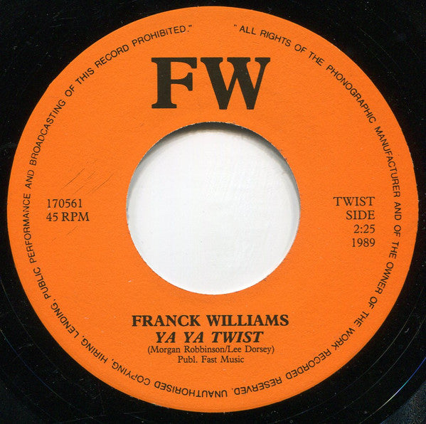 Franck Williams (2) : All Because Of You - Yaya Twist (7", Single)