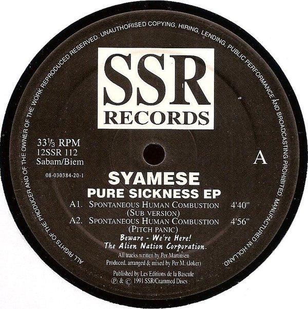 Syamese : Pure Sickness EP (12", EP)