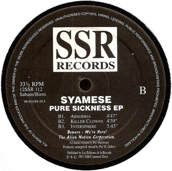 Syamese : Pure Sickness EP (12", EP)