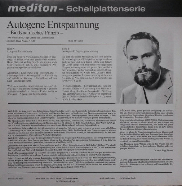Willi Keller : Autogene Entspannung  (Biodynamisches Prinzip) (10", Mono)