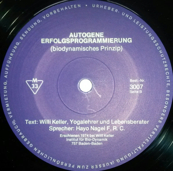 Willi Keller : Autogene Entspannung  (Biodynamisches Prinzip) (10", Mono)