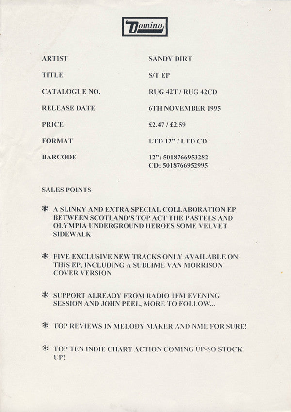 Sandy Dirt : Sandy Dirt EP (12", EP, Ltd)