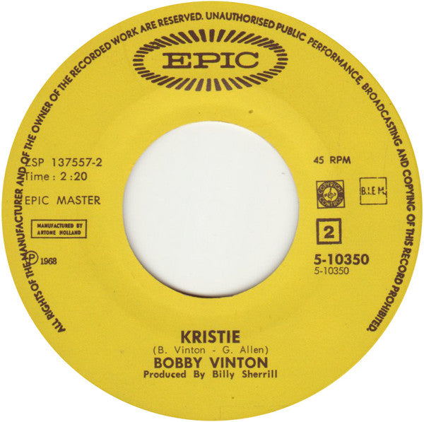 Bobby Vinton : Halfway To Paradise (7", Single)