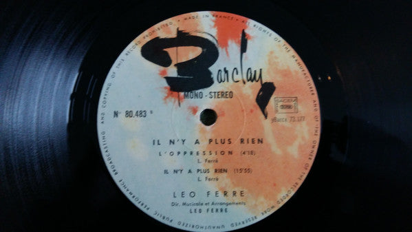 Léo Ferré : Il N'y A Plus Rien (LP, Album, RE, Gat)
