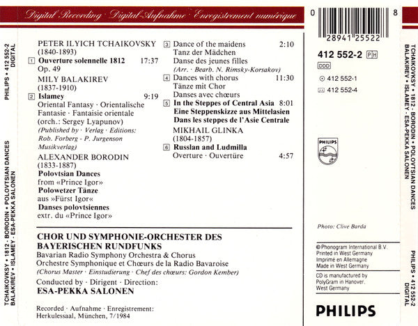 Pyotr Ilyich Tchaikovsky, Alexander Borodin, Mily Balakirev - Symphonie-Orchester Des Bayerischen Rundfunks, Esa-Pekka Salonen : 1812 / Polovtsian Dances / Islamey (CD, Album)