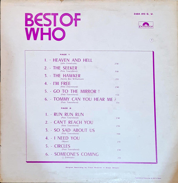 The Who : Best Of Who - Vol.2 (LP, Comp, RE)