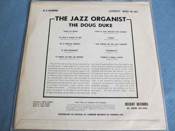 Doug Duke : The Jazz Organist (LP, Album)