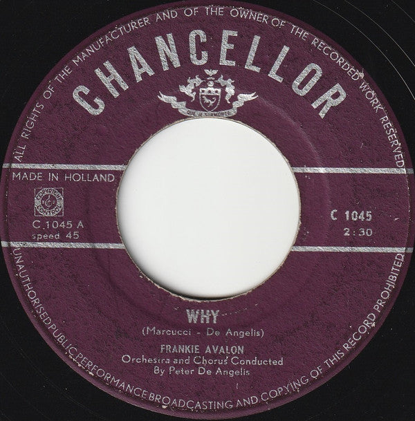 Frankie Avalon : Why  (7", Single)