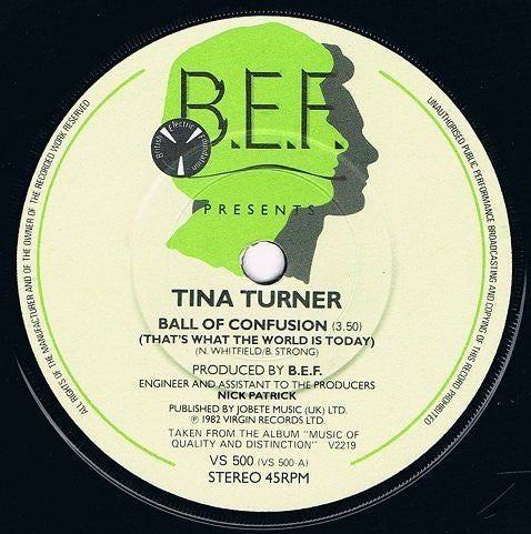 B.E.F.* Featuring Tina Turner : Ball Of Confusion (7", Single)