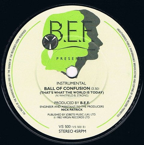 B.E.F.* Featuring Tina Turner : Ball Of Confusion (7", Single)
