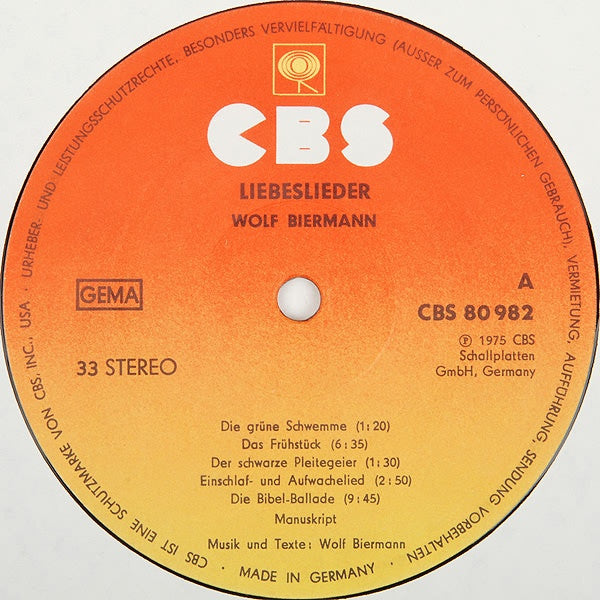 Wolf Biermann : Liebeslieder (LP, Album)