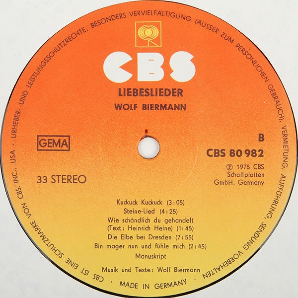 Wolf Biermann : Liebeslieder (LP, Album)