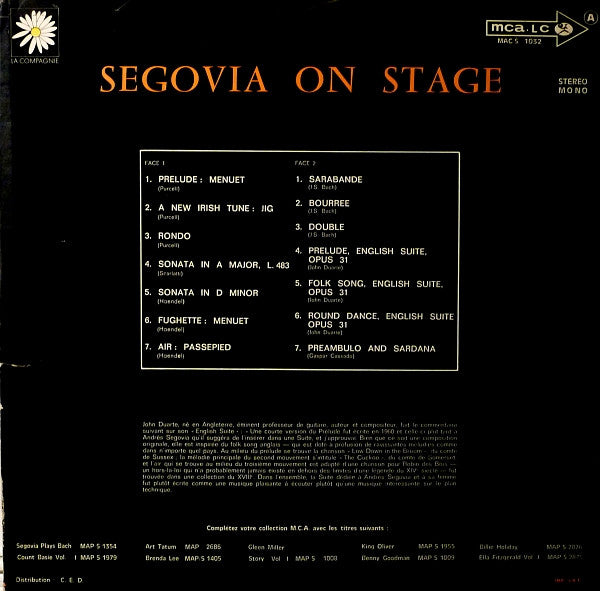 Andrés Segovia : Segovia On Stage (LP)