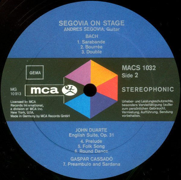 Andrés Segovia : Segovia On Stage (LP)