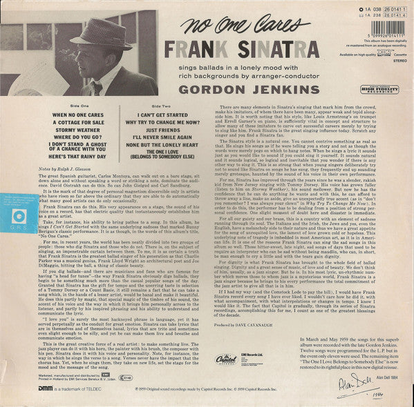 Frank Sinatra : No One Cares (LP, Album, Mono, DMM)