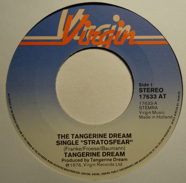 Tangerine Dream : Stratosfear (The Tangerine Dream Single) (7", Single)