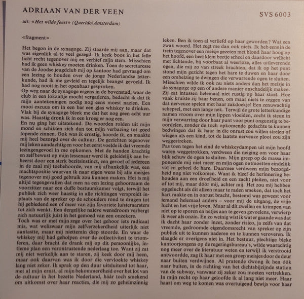 Adriaan van der Veen / Adriaan Morriën : Stemmen Van Schrijvers (7", EP, Mono)