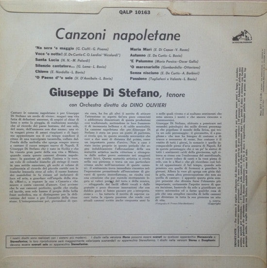 Giuseppe Di Stefano : Canzoni Napoletane (LP, Album, RE)