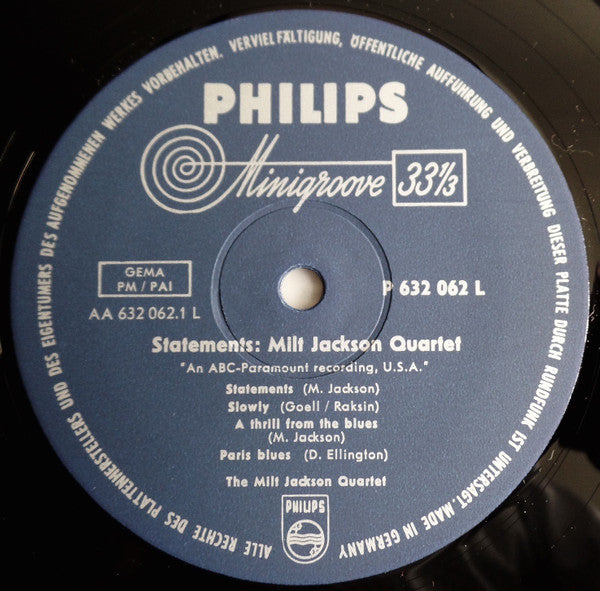 The Milt Jackson Quartet : Statements (LP, Album, Mono)