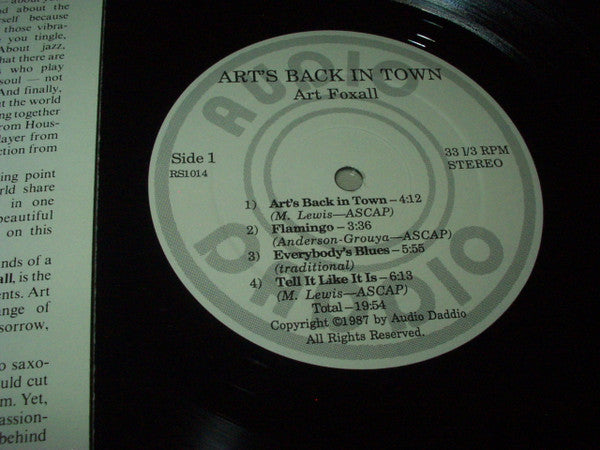 Art Foxall : Art's Back In Town (LP, Album)
