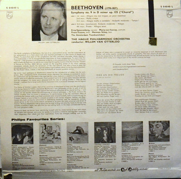 Ludwig van Beethoven / The Hague Philharmonic, Amsterdamer Toonkunst-Chor, Willem Van Otterloo : Ninth Symphony (LP, Mono)