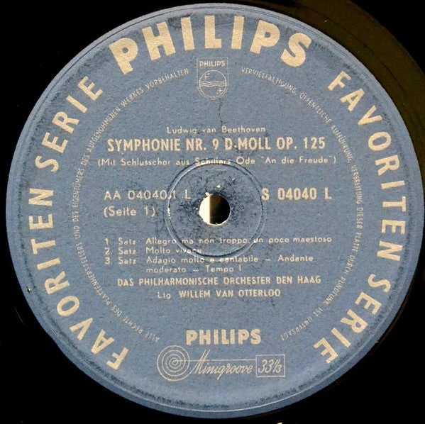 Ludwig van Beethoven / The Hague Philharmonic, Amsterdamer Toonkunst-Chor, Willem Van Otterloo : Ninth Symphony (LP, Mono)