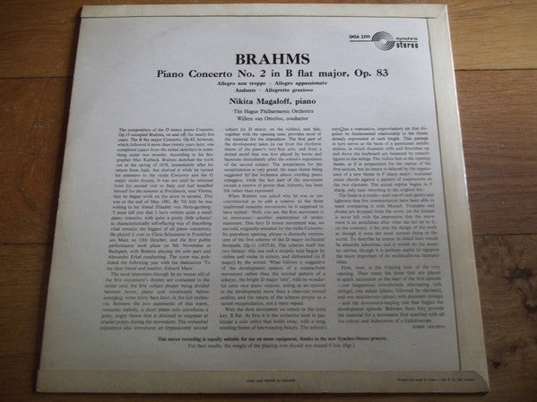 Johannes Brahms - Nikita Magaloff, The Hague Philharmonic, Willem Van Otterloo : Piano Concerto N° 2 (LP)