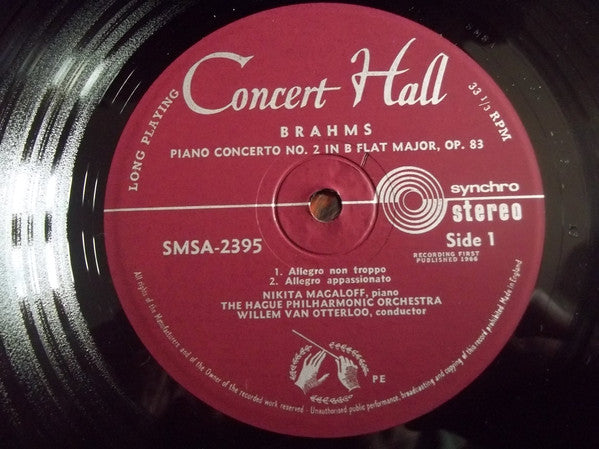 Johannes Brahms - Nikita Magaloff, The Hague Philharmonic, Willem Van Otterloo : Piano Concerto N° 2 (LP)