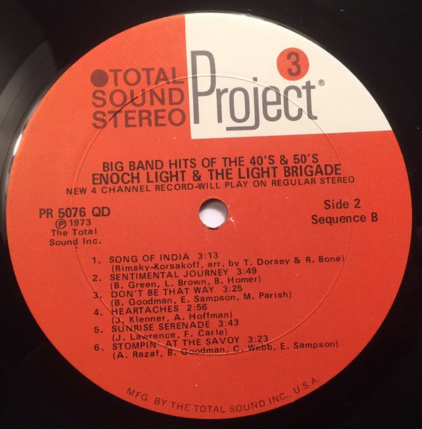 Enoch Light And The Light Brigade : The Big Band Hits Of The 40s & 50s (LP, Album, Quad)