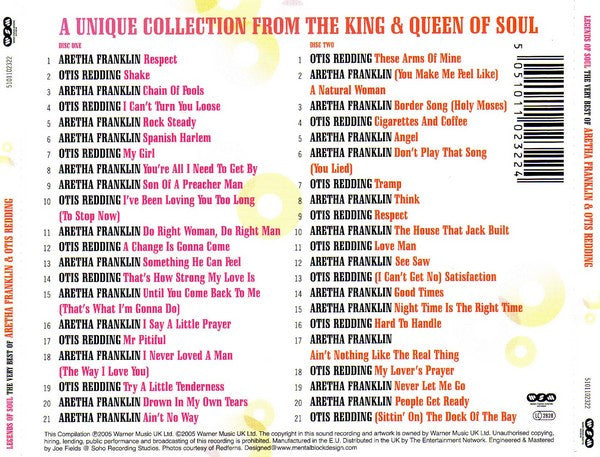 Aretha Franklin & Otis Redding : Legends Of Soul - The Very Best Of Aretha Franklin & Otis Redding (2xCD, Comp)