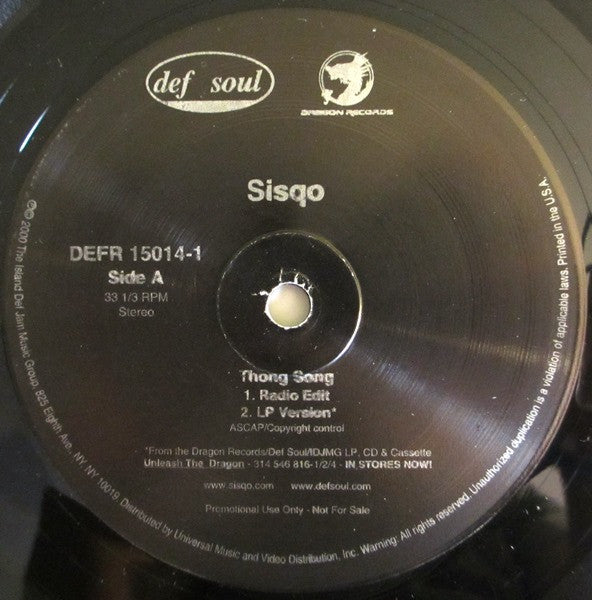 Sisqo : Thong Song (12", Promo)