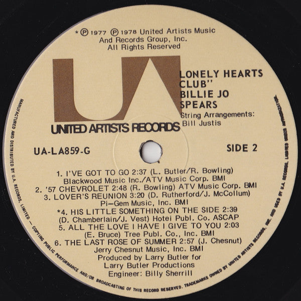 Billie Jo Spears : Lonely Hearts Club (LP)