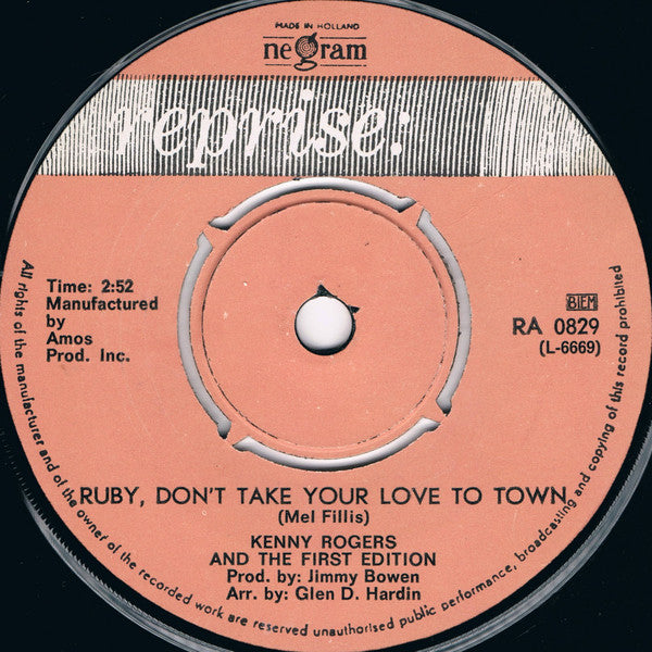 Kenny Rogers And The First Edition* : Ruby, Don't Take Your Love To Town (7", Single)