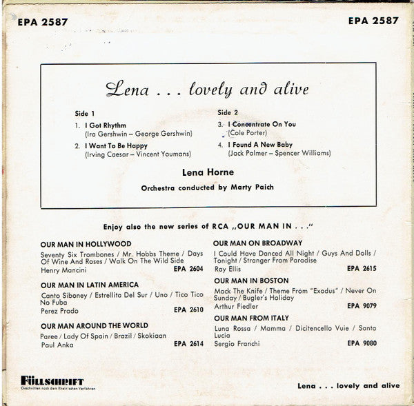 Lena Horne : Lena...Lovely And Alive (7", EP)